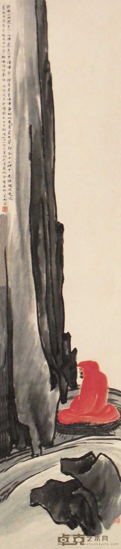 俞明 癸亥（1923年）作 达摩 立轴 160×32cm